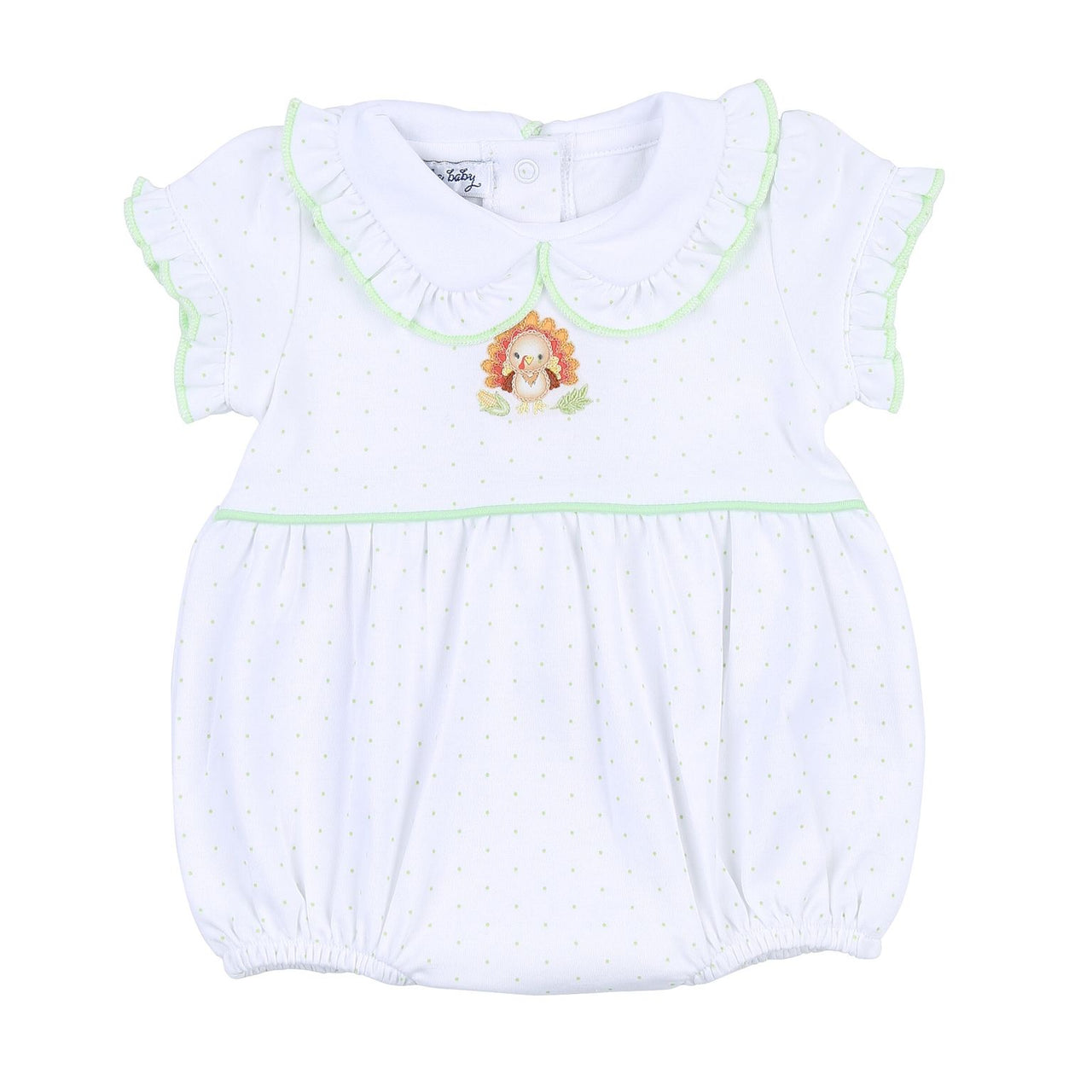 Magnolia Baby Giving Thanks Emb Collared Ruffle  S/S Bubble 4297-230-CE 5008