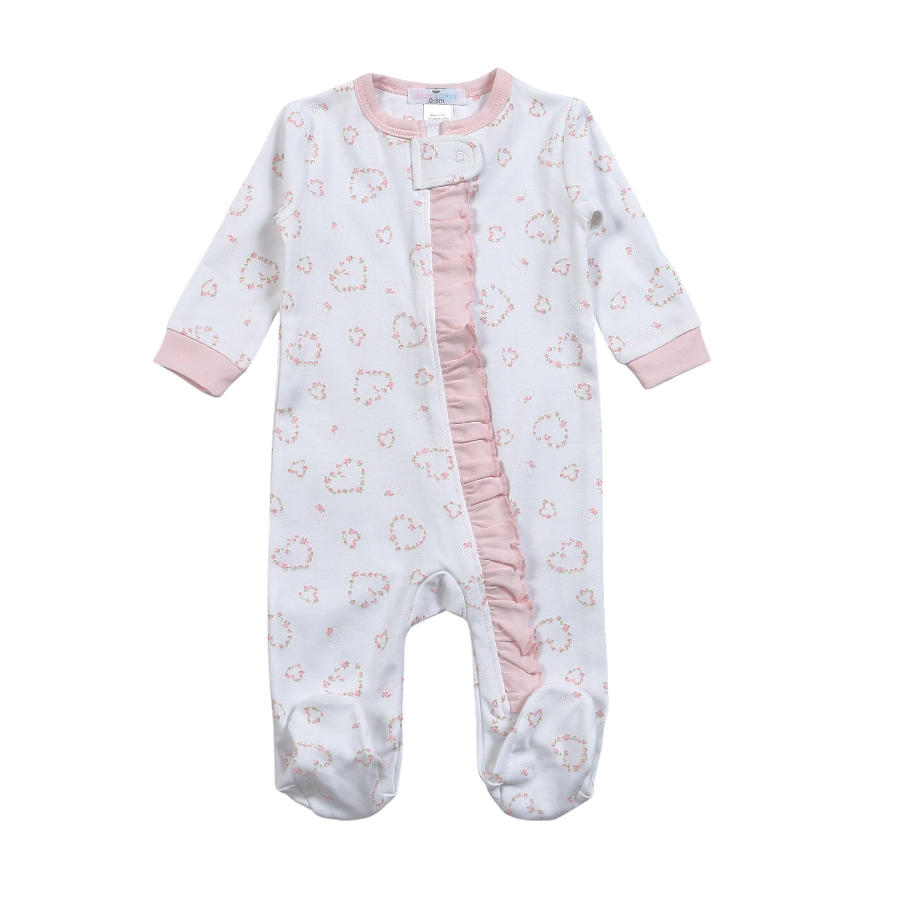 Baby Loren Sweetheart Roses Pima Zipper Footie SHR-299 5101