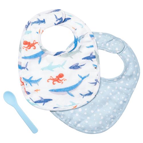 Stephen Joseph Muslin Bib and Spoon Set