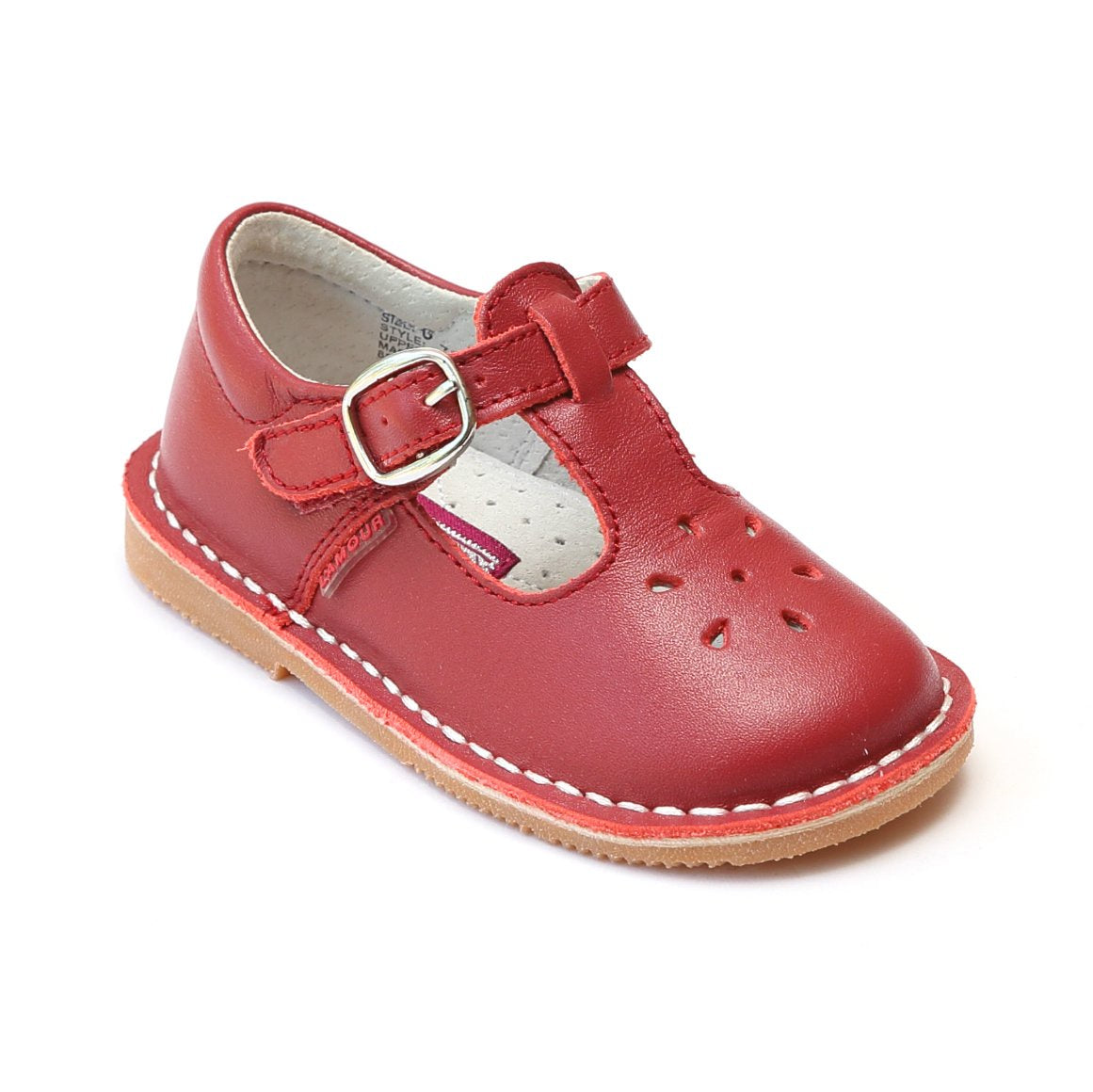 Lamour 751 Red Joy Classic Leather Stitch Down T-Strap Mary Jane