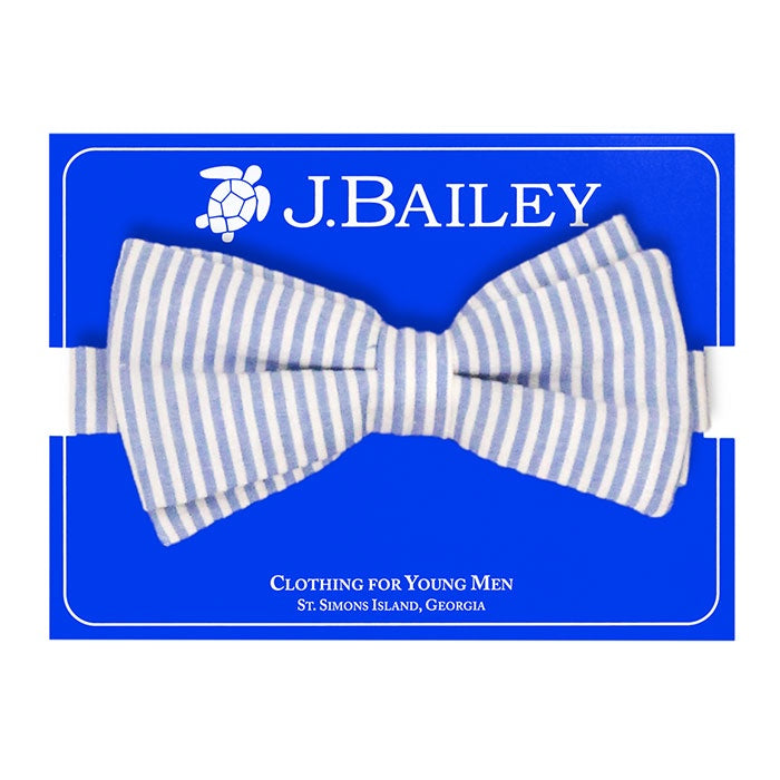 J. Bailey Sailor Blue Seersucker Bow Tie 1013-Johnny-SBS