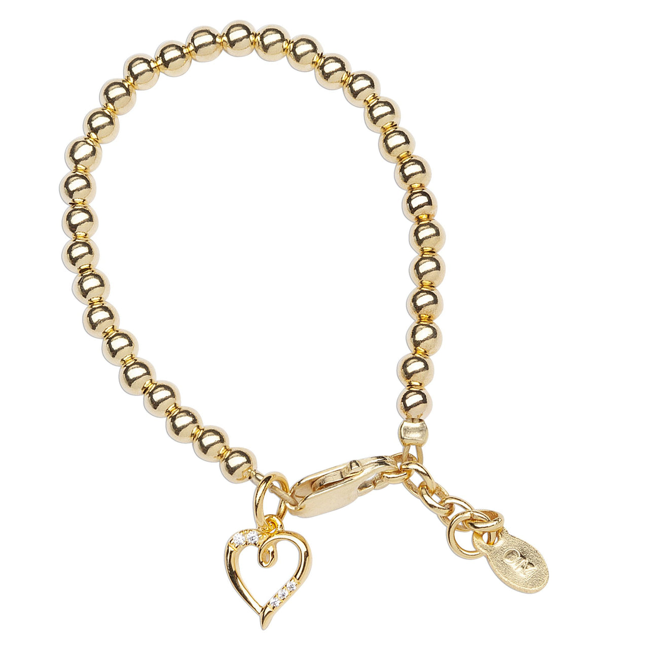 Cherished Moments Aria 14K Gold Plated Bracelet with Heart Charm
