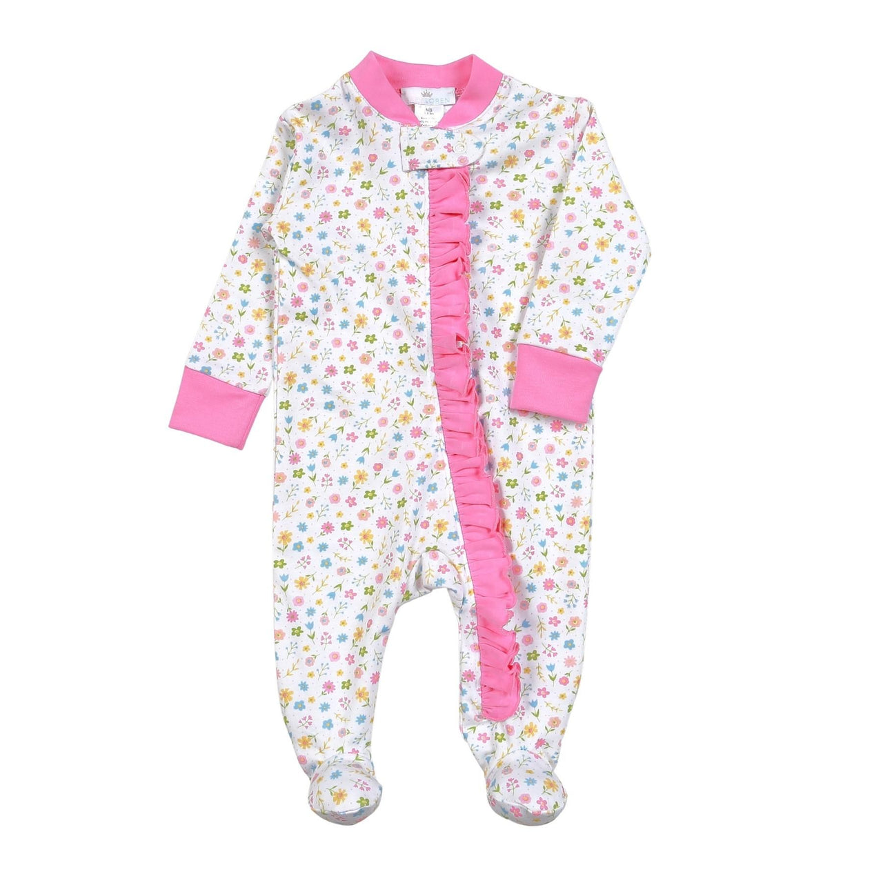 Baby Loren Ella Pink Floral Zipper Footie Ell-299