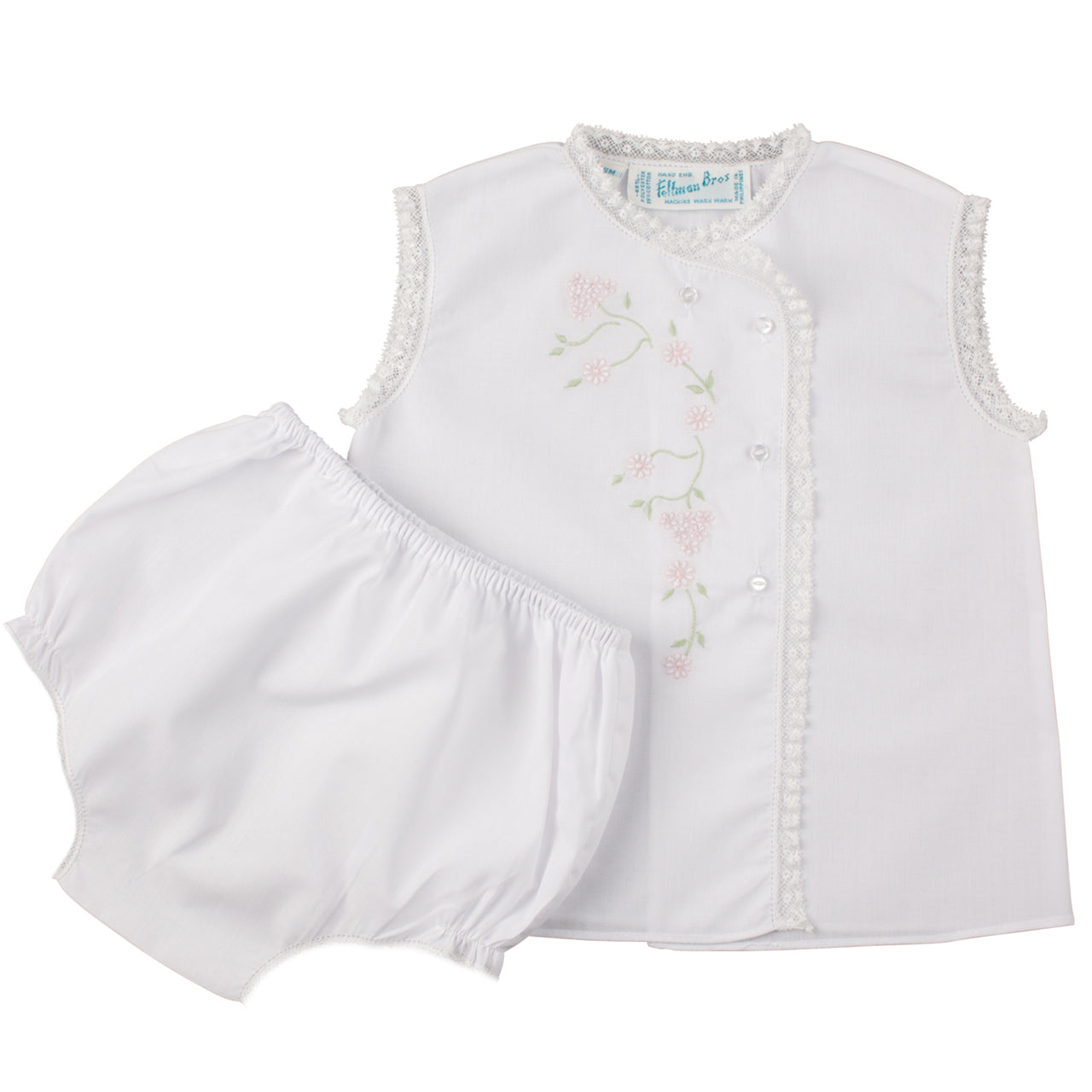 Feltman Brothers Girl Diaper Set W/Lace and Floral Embroidery 821