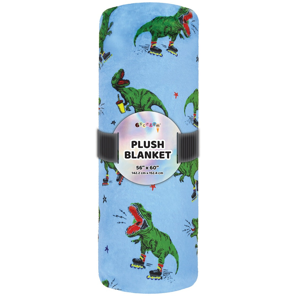 Iscream Skating Dinosaurs Plush Blanket