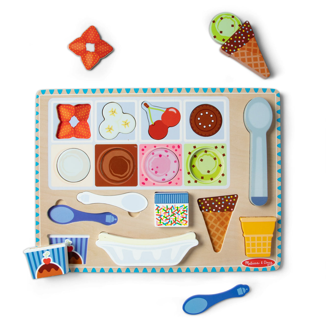 Melissa and Doug Wooden Magnetic Ice Cream Puzzle & Play Set