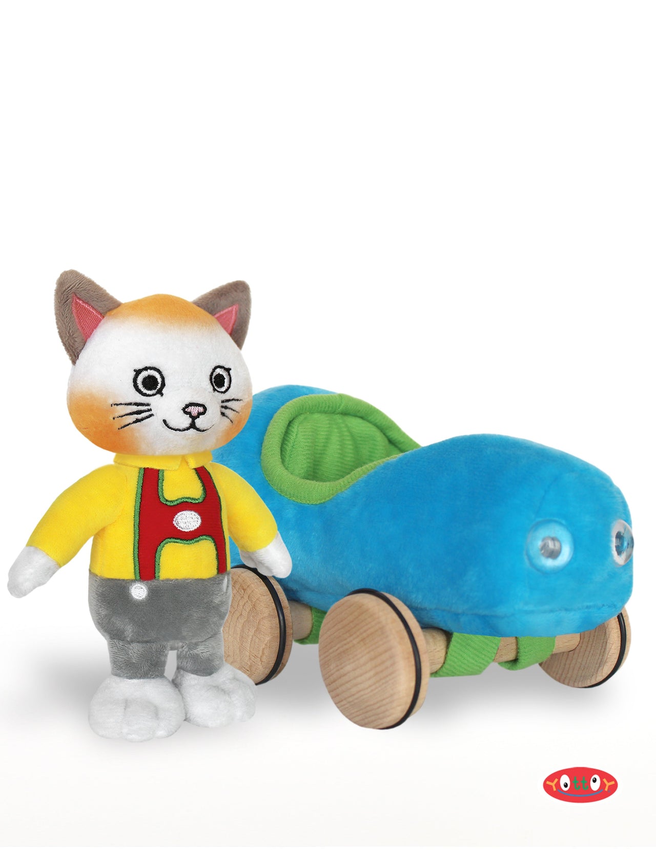 Yottoy Huckle Cat Soft Toy w/ Blue Car