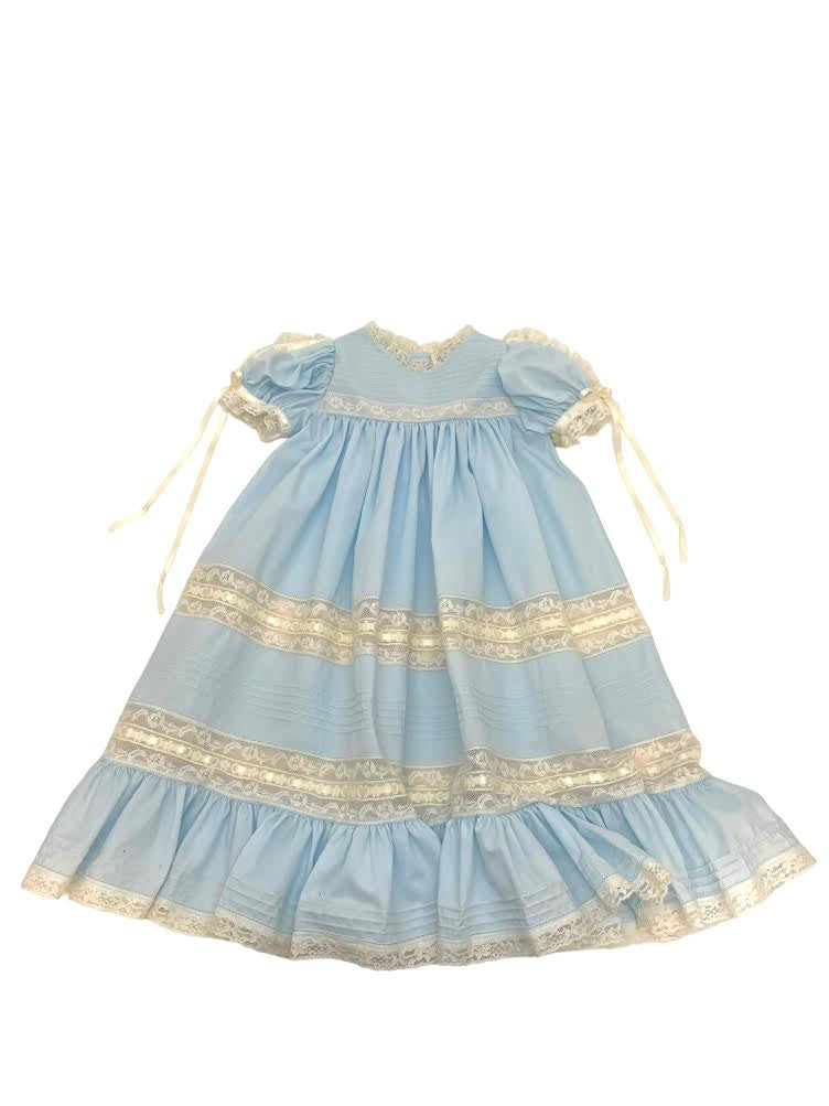 Treasured Memories Blue Dress W/Ecru Lace and Ribbon S2319 5008