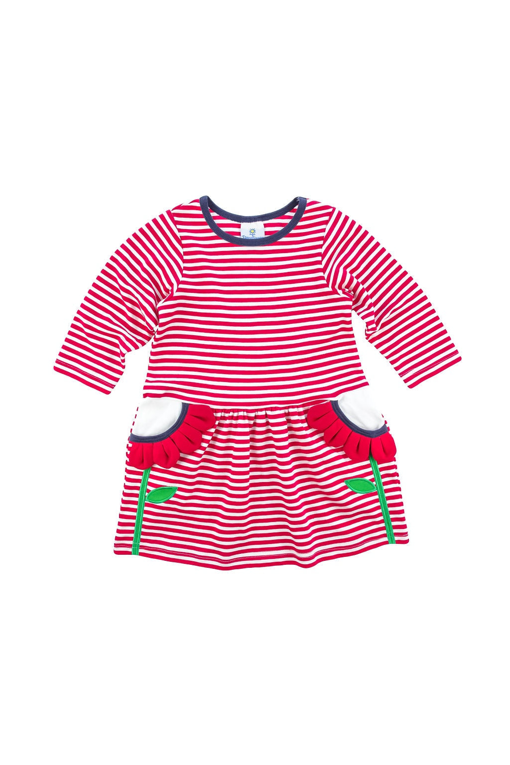 Florence Eiseman Pink/White Stripe Knit dress W/Flower Petal Pockets H5057 5009
