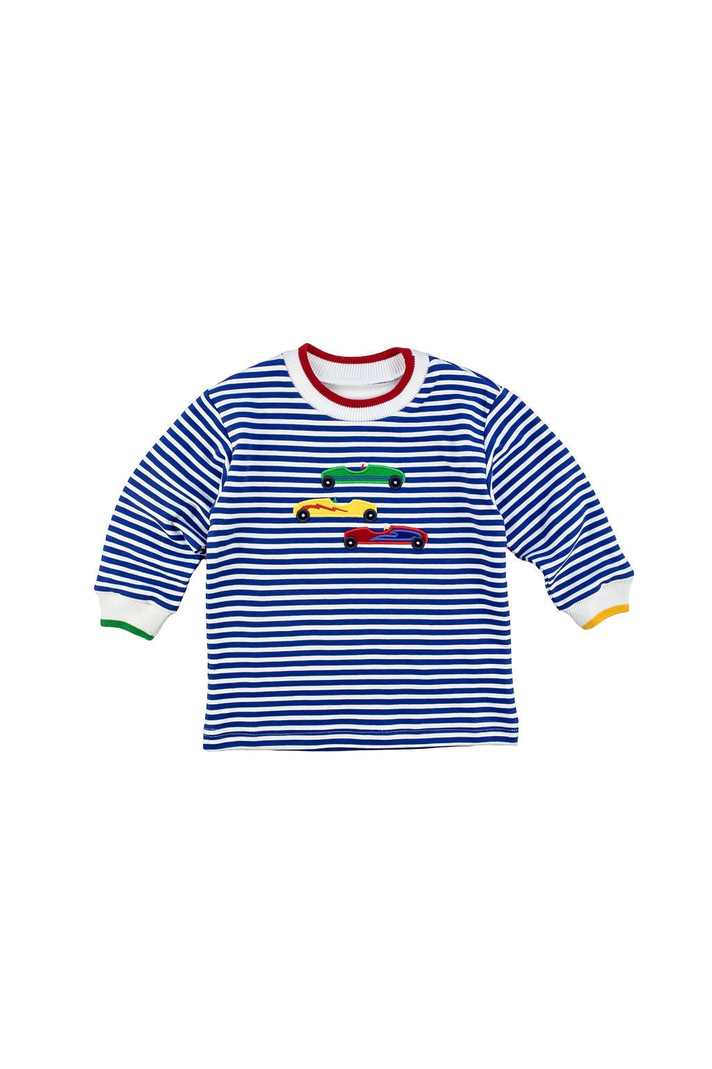 Florence Eiseman Royal/White Stripe Knit Shirt W/Derby Cars H5043 5009