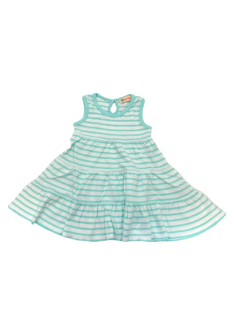 Luigi Striped 3-Tier White/Seafoam Green Dress IDD275S-533 5012