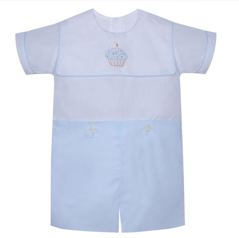Baby Sen Cash Button On Suit Birthday Cupcake Blue CHBOS-BCC 5012