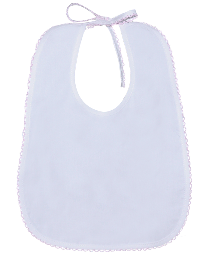 Baby Sen White Bib W/Picot Trim 5012