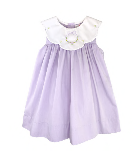 Petit Ami Lavender/White Dress W/Scallop Emb Collar 3133/4133 5012