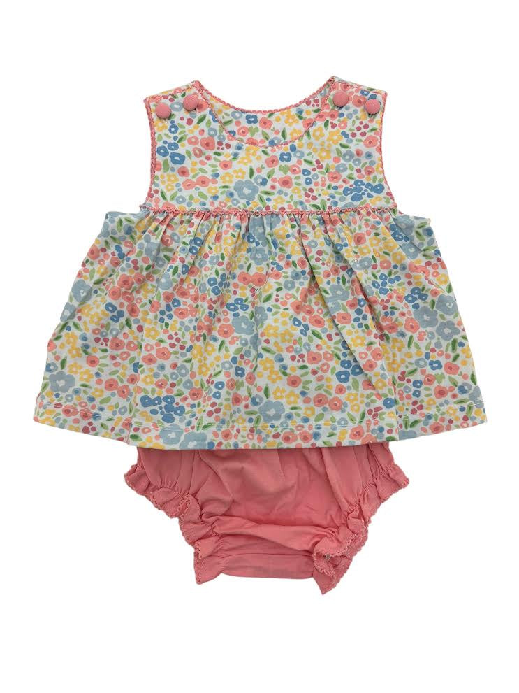 Sage & Lilly Pink/Blue Floral -2 Button Sun Top/Bloomers 8335 5101
