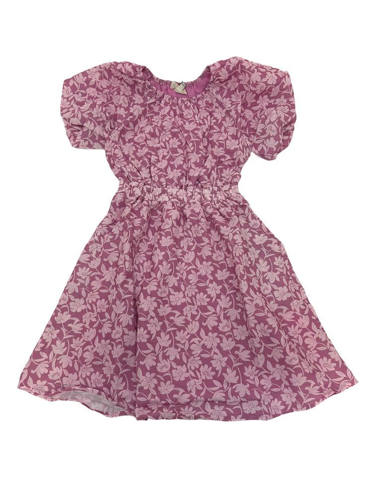 Hayden Girl Textured Floral Side Puff Sleeve Dress Pink 7295 5101