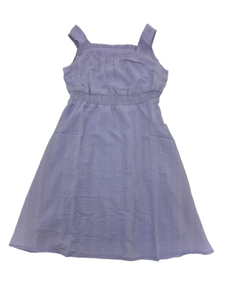 Hayden Girl Ruffle Neck Smocked Waist texture Stripe Dress Lavender 7270 5101