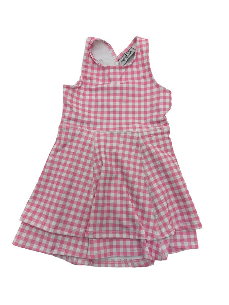 Sugar Bee Clothing Ruffle Tennis Dress Pink Gingham 5101