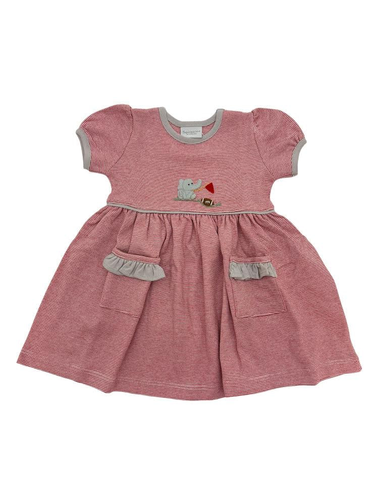 Squiggles Baby Elephant College W/Flag & Football Popover Dress W/06 Ruff & Trim 71/254C/37MS 5102