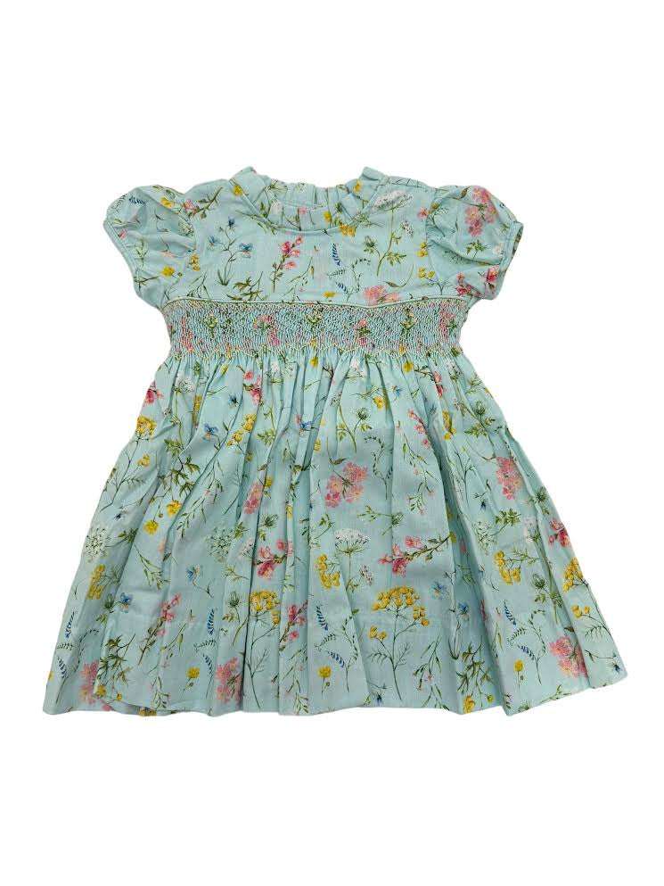 Lulu Bebe Flowery Spring Emb Waist Dress W/Ruffle Collar Rose-13 5102