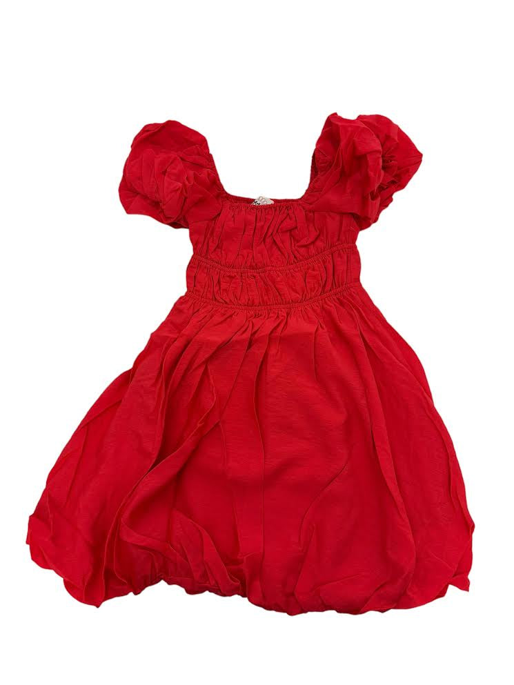 Love Daisy Bubble Sleeve Ruched Waist Mini Dress Scarlet LD34979 5102