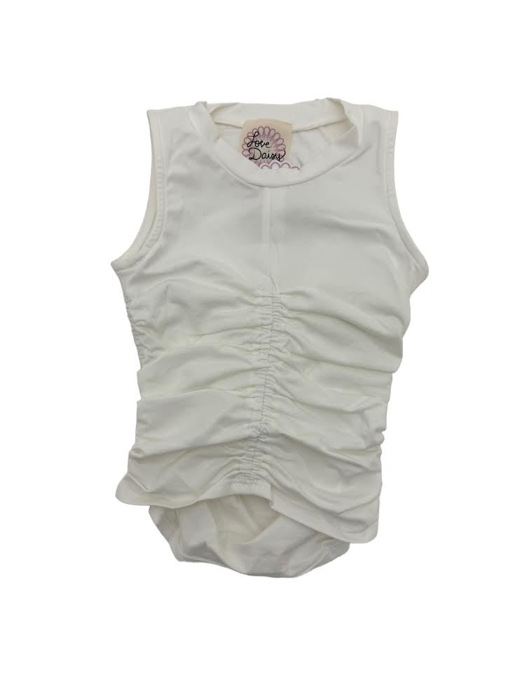 Love Daisy Ruched Front and Side Crew Tank White LD15575 5102