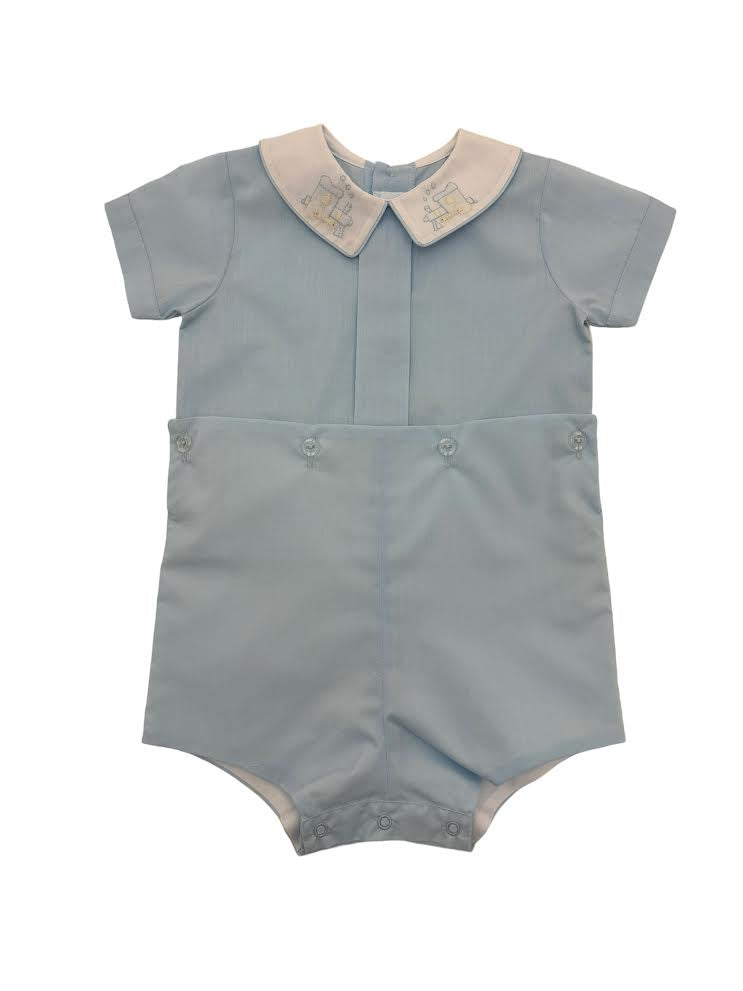 Auraluz Boy Suit.  Blue W/Train Emb on boy Collar 539 5103