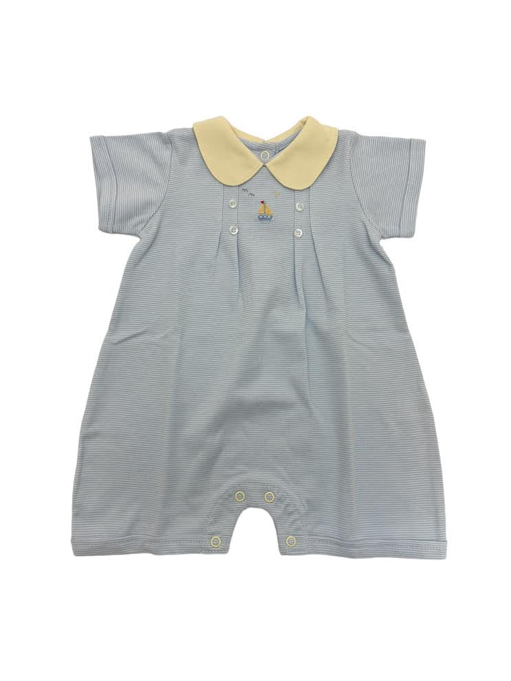 Squiggles Sailboat & Seagulls Pleated Romper W/50 collar 330/181/53MS 5103