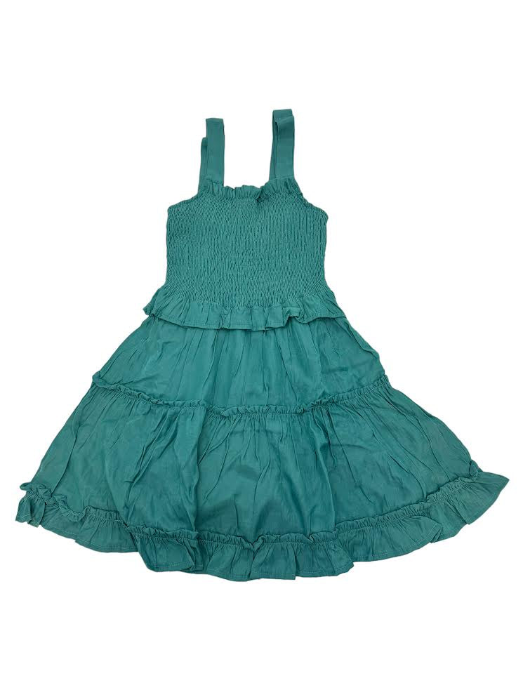 Miss Behave Brooke Tie Straps Smocked Ruffle Dress Teal SD1560 5101