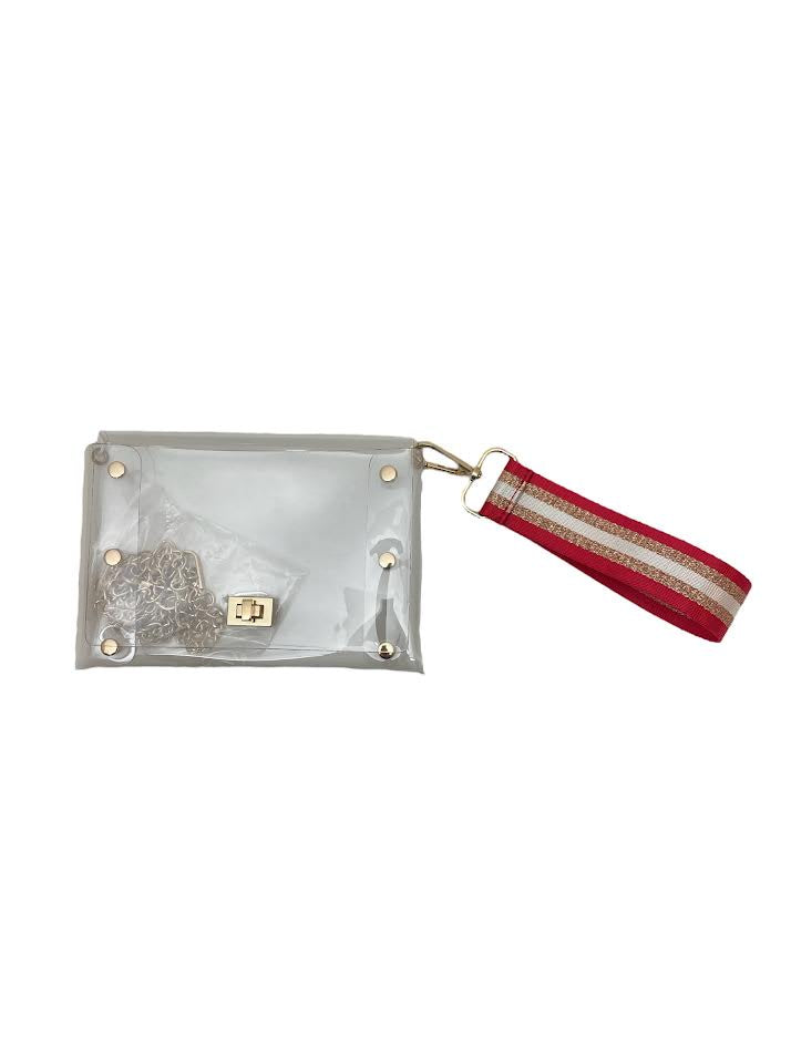 Carrying Kind Clear Wristlet Bag w/ Game Day Colored Strap