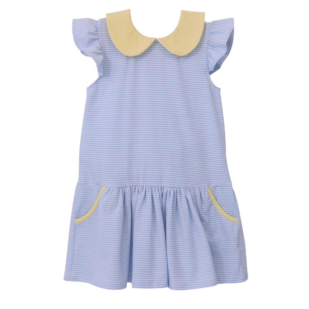 Trotter Street Genevieve Dress Light Blue Stripe & Yellow TSK-01078 5101
