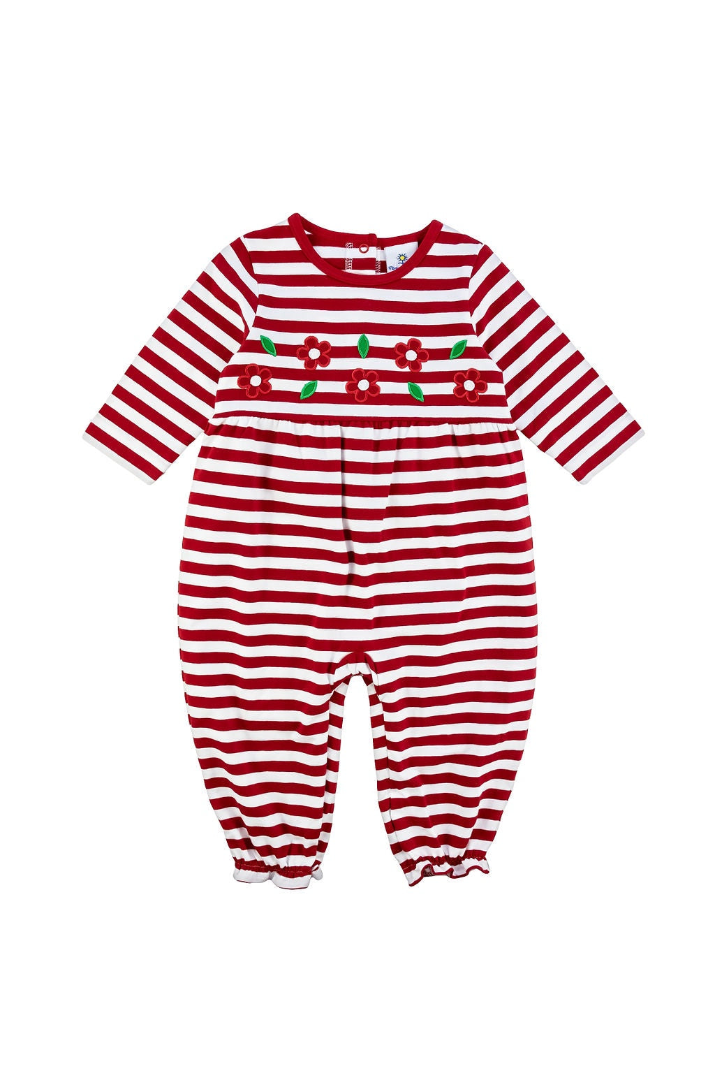 Florence Eiseman Stripe Knit Longall W/Flowers Red/White H5045 5010