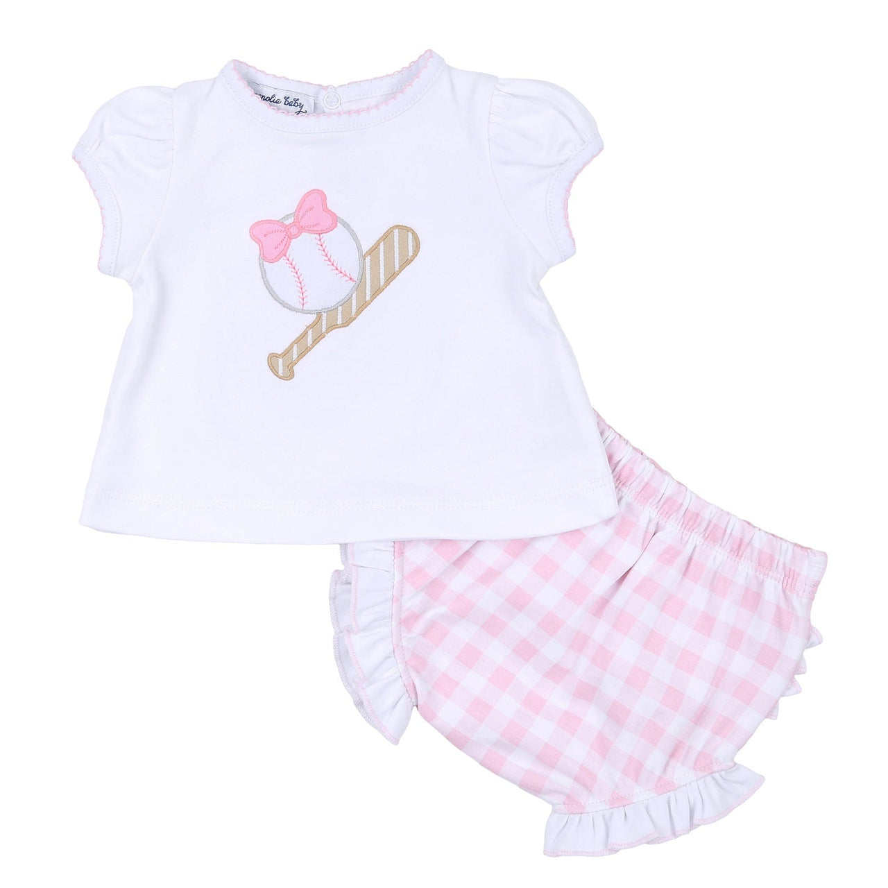 Magnolia Baby Batter Up Ruffle Diaper Cover Set Pink 5283A-505  5010
