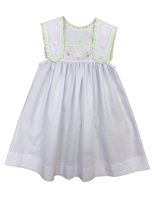 Auraluz White/Green Satin Flower Sun Dress 277
