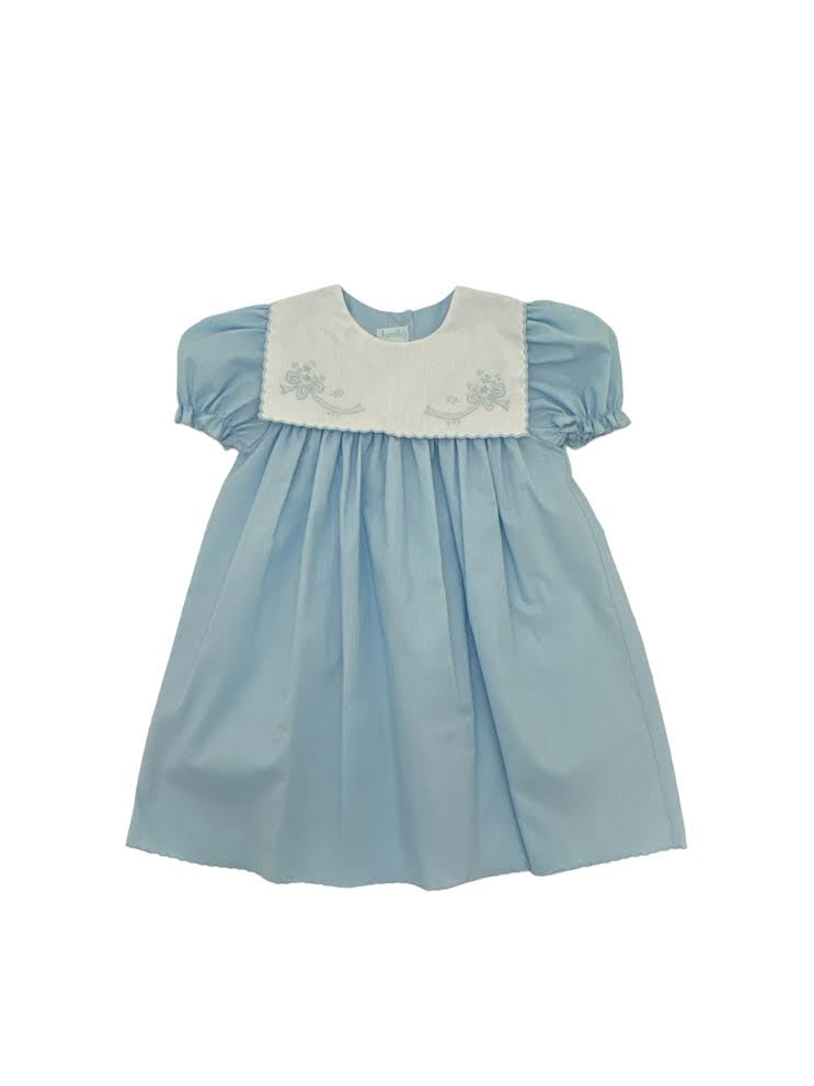 Auraluz Blue Dress W/Scallop Trim White Square Collar 2257 5102