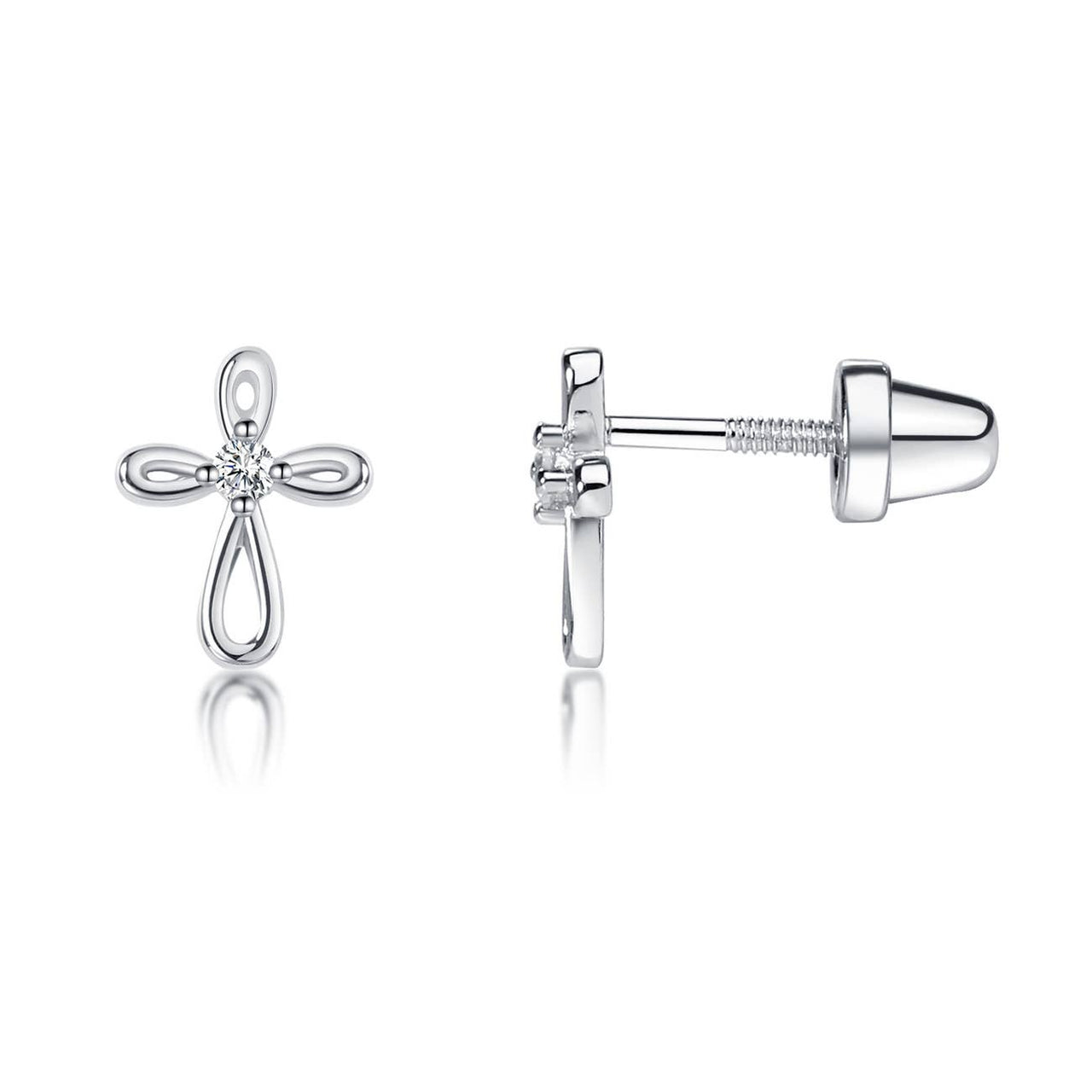 Cherished Moments Sterling Silver Infinity Cross Earrings SSE-Cross