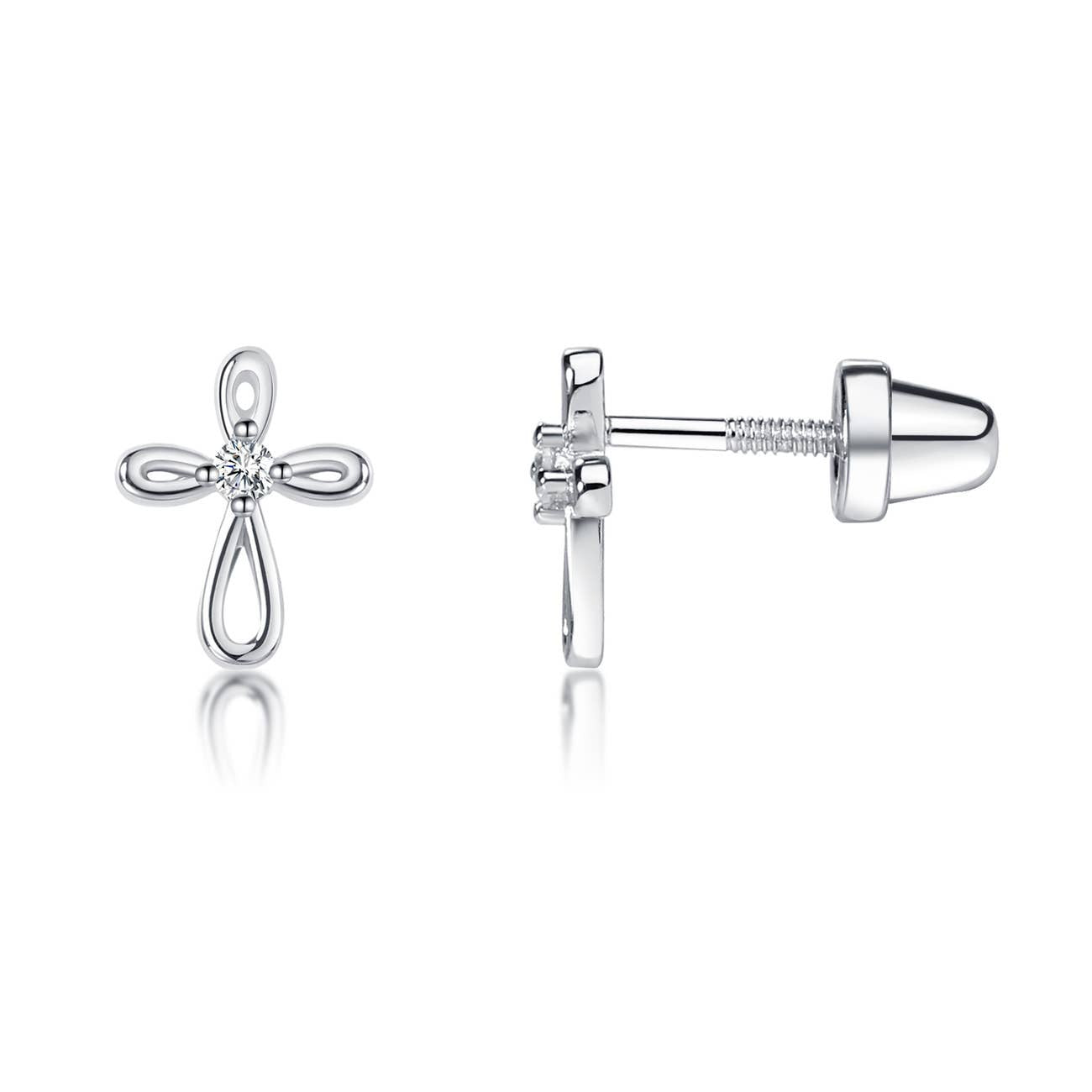 Cherished Moments Sterling Silver Infinity Cross Earrings SSE-Cross
