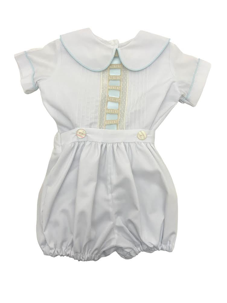 Treasured Memories Boys White/Blue/Ecru Button On Bubble S1017 5007