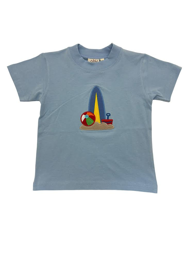 Luigi Boy S/S T-Shirt W/Surfboard & Beach Ball Sky Blue  T001-M4098 5101
