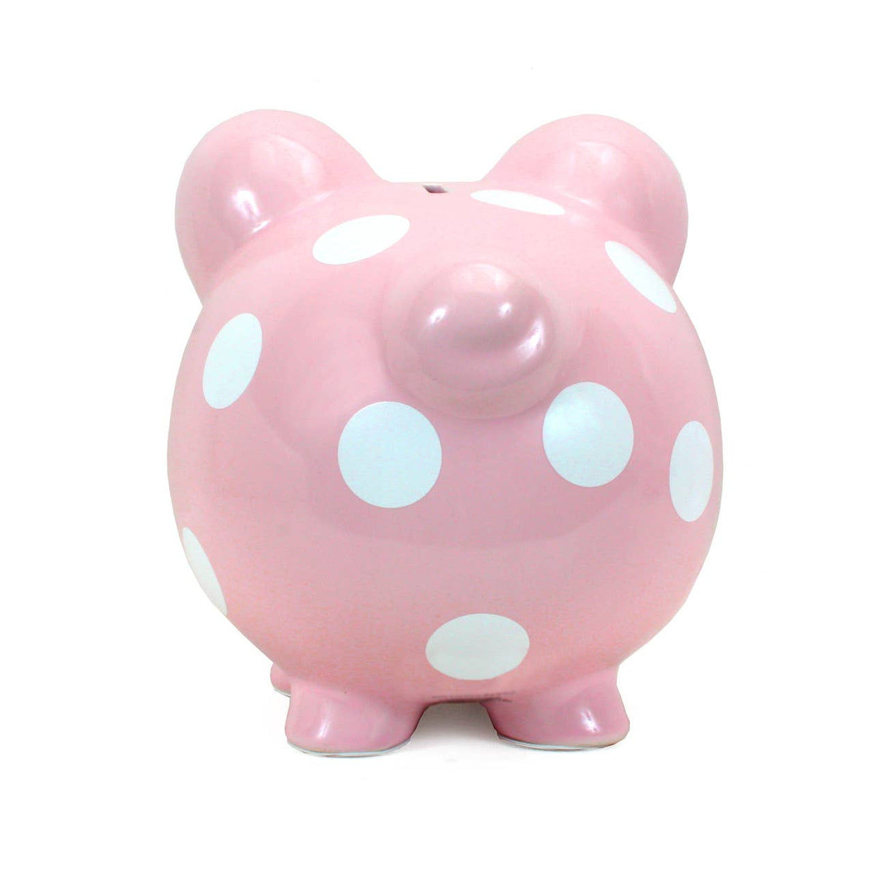 Child to Cherish Pink w/ White Dot Piggy Bank