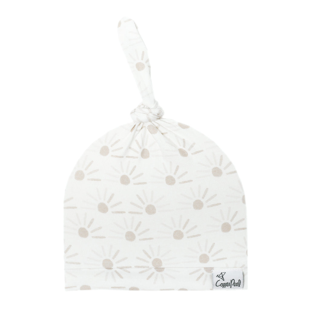 Copper Pearl Newborn Top Knot Hat