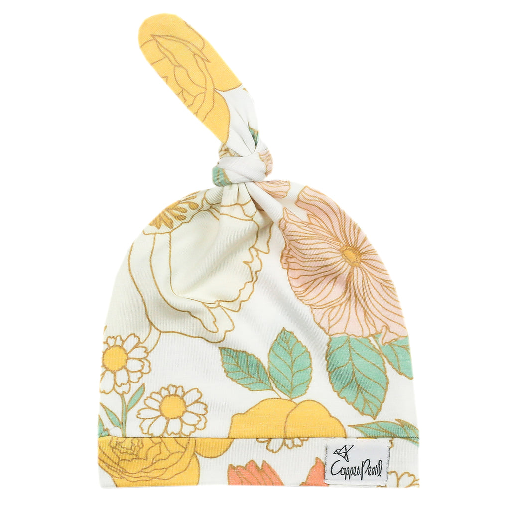 Copper Pearl Newborn Top Knot Hat