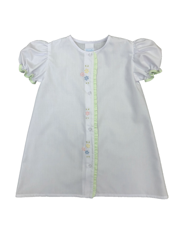 Auraluz White/Green Satin Flower Daygown 3013