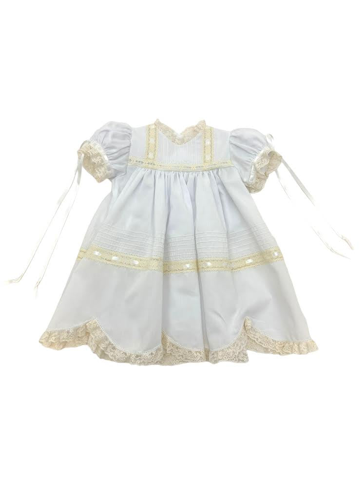 Treasured Memories White Dress W/Ecru Lace & Ribbon S2690 5210 main image 1