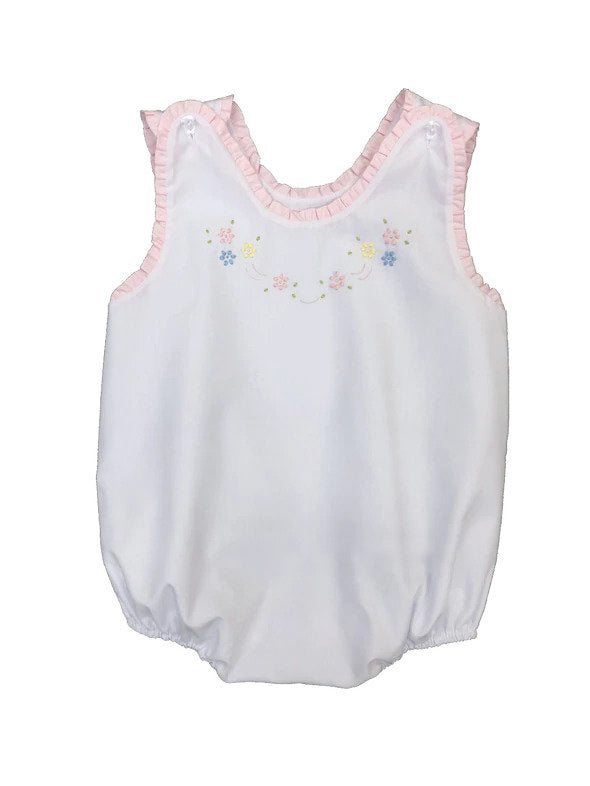 Auraluz Sleeveless Bubble White/Pink W/Floral Embroidery 658G-WPSFL