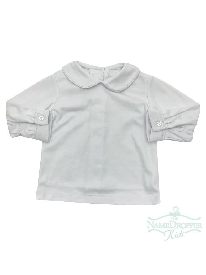 Name Dropper Pl Boys Basic Knit Peter Pan Collar Shirt Long Sleeve w/White Piping 5008