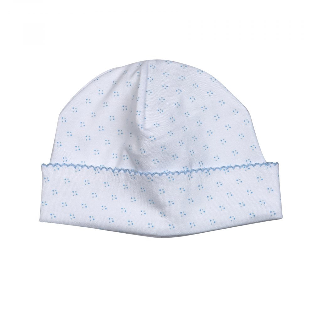 Baby Loren Blue Dots Pima Beanie Blue Trim BDH-615 5103