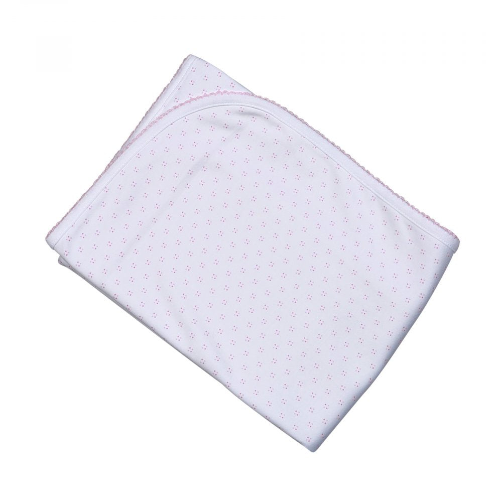 Baby Loren Pink Dots Pima Receiving Blanket Pink Trim PDK-716 5103