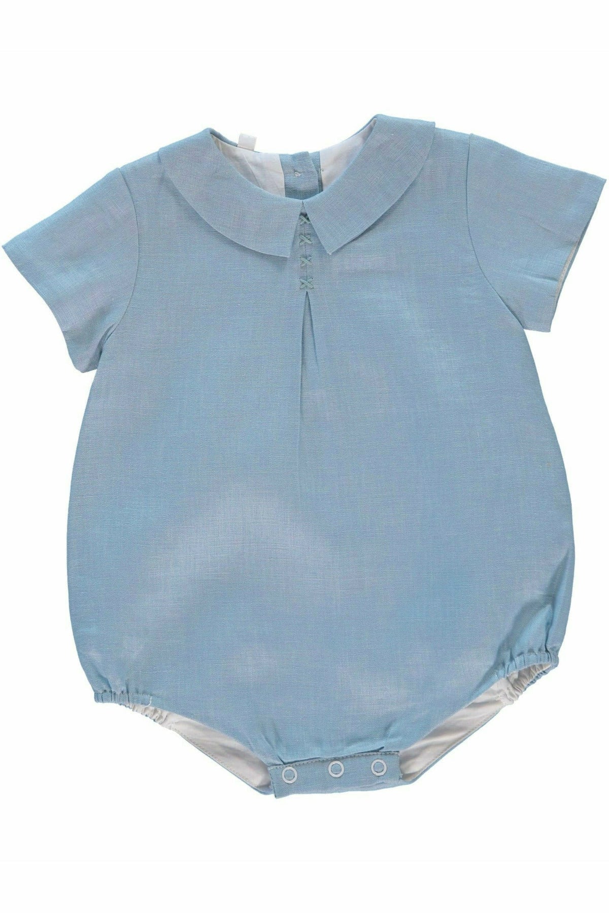 Carriage Boutique Linen Pleated Baby Boy Bubble Romper 90075 5103