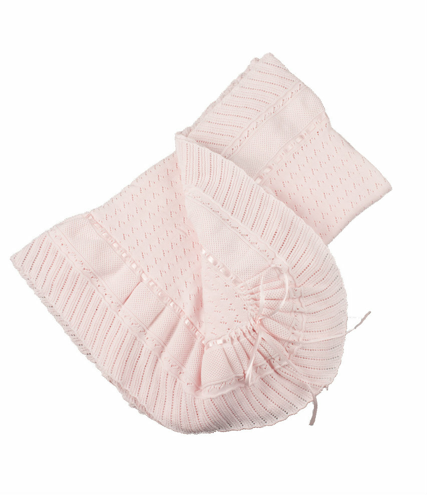 Feltman Brothers Pointelle Knit Ruffle Blanket 100